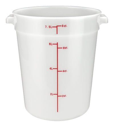Winco PPRC-8W 8 Quart Round Storage Container with Built-in Handles Polypropylene White