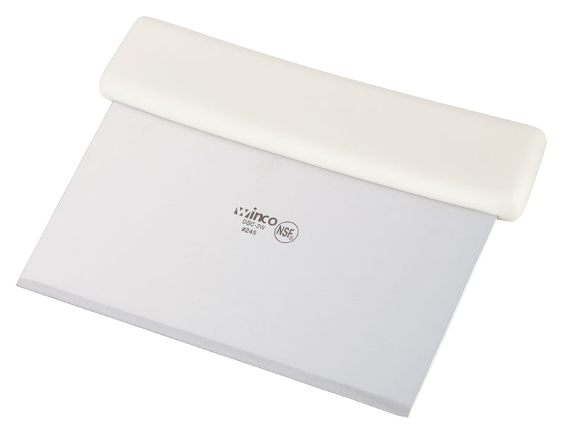 Winco DSC-2W 6 Inch Dough Scraper Stainless Steel Blade with White Plastic Handle