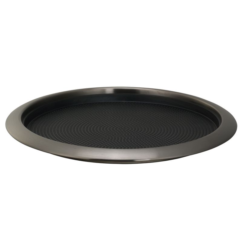 Non-Slip Removable Insert 14 in. Medium Round Serving Tray in Dark Tungsten