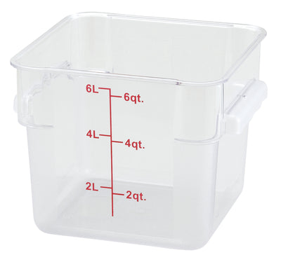 Winco PCSC-6C 6 Quart Storage Container Square Clear Polycarbonate with Handles