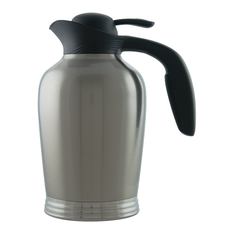 ErgoServ® 1.9-Liter Stainless Vacuum Insulated Carafe with Push Button Lid in Brushed Stainless and Black