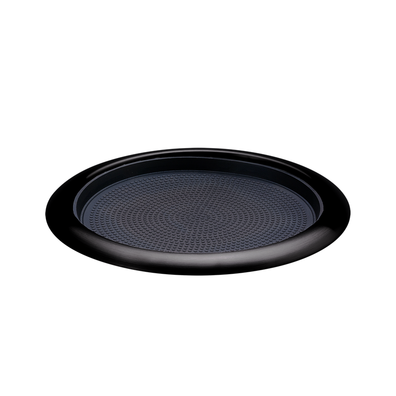 Non-Slip Removable Insert 11 in. Small Round Serving Tray in Black Onyx