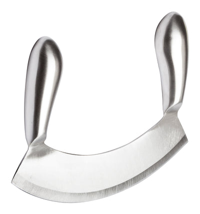 Winco KCC-3 6-9/10 Inch Blade Single Blade Mezzaluna Knife with Handle Stainless Steel