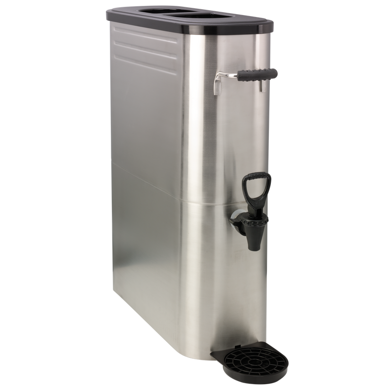 Slim 5-Gallon Commercial Stainless Tea Urn - Brushed Stainless and Black Narrow Footprint