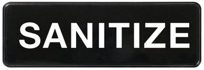Winco SGN-329 9 Inch SANITIZE Information Sign Compliance Sign Black and White