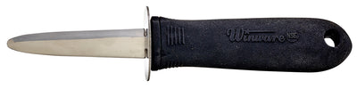 Winco VP-314 2-7/8 Inch Blade 7-5/8 Inch Overall Length Oyster Clam Knife Black Handle Stainless Steel