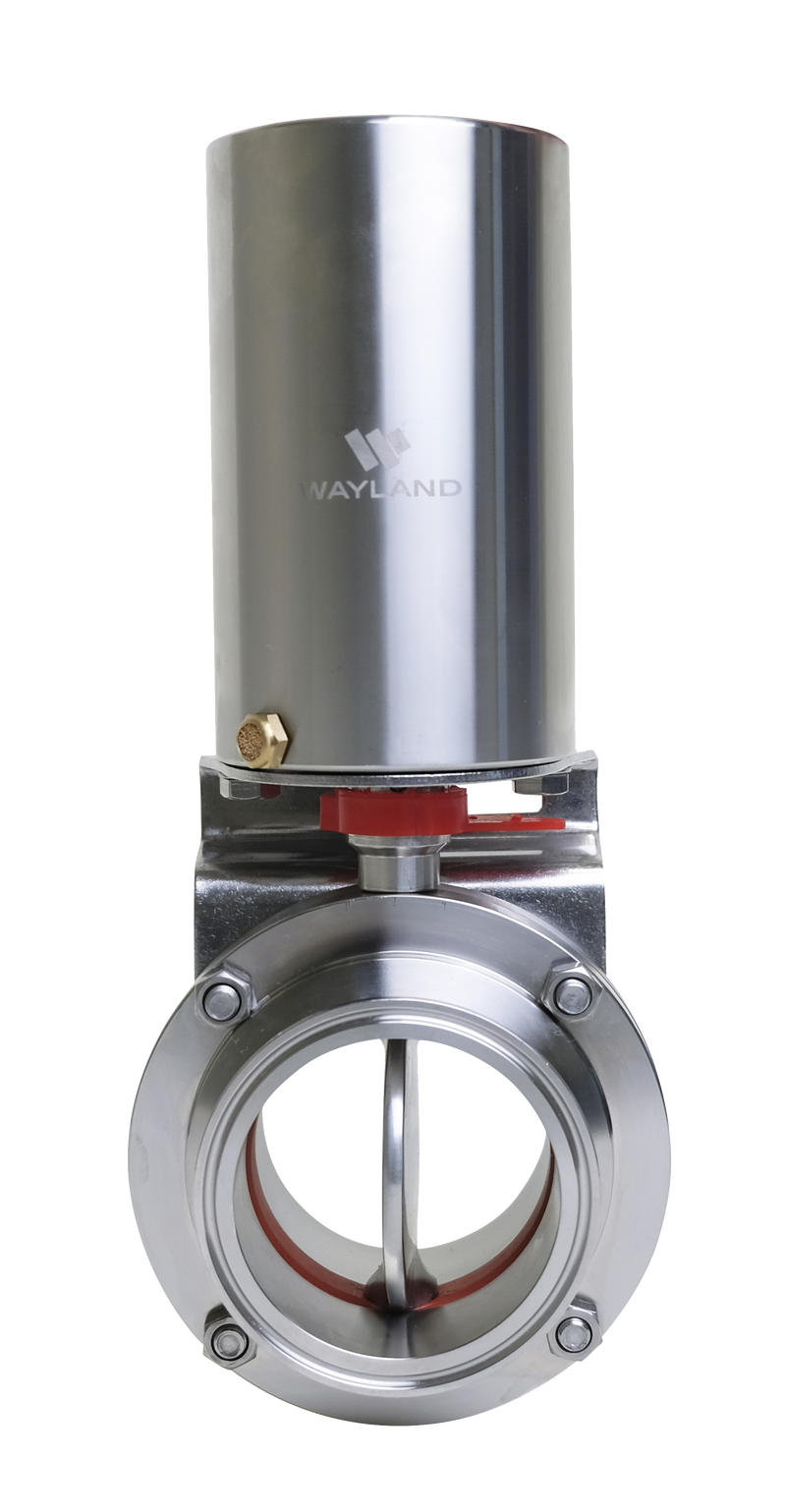 1" Clamp Butterfly Valve W/ Dual Acting Vertical Canister Actuator - VITON (BFVTC-DA) - T316L Stainless Steel - Wayland Industries - W6BFVTC-V-1-DA