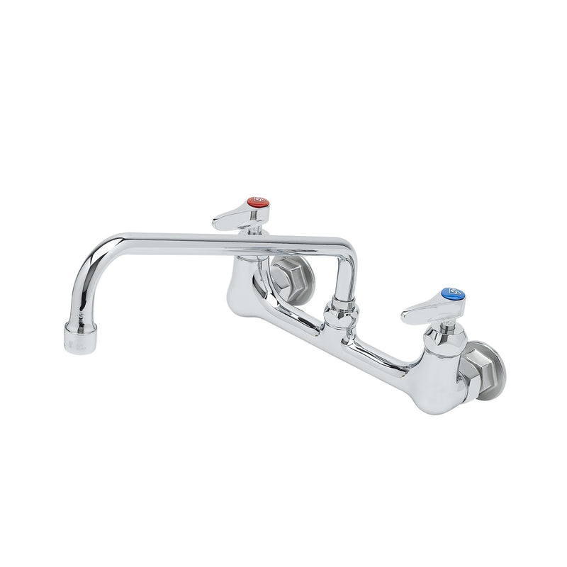 T&S Brass B-0231-CR Double Pantry Faucet - 8 Inch Wall Mount Ceramas Cartridges 12 Inch Swivel Nozzle