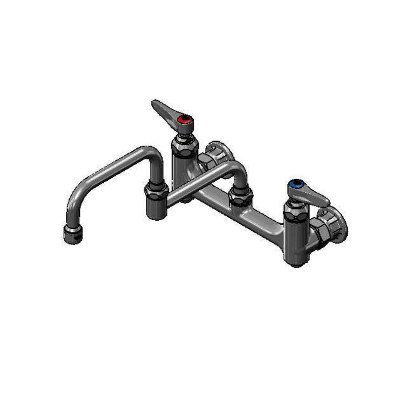 T&S Brass B-0267-BST Splash Mount Faucet - 12" Double-Joint & Stops