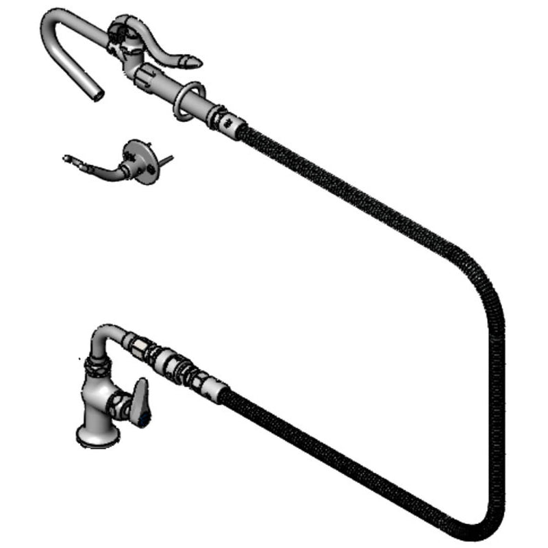 T&S Brass B-0305-PF72H-CR-KFD Single Pantry Faucet - 72" Hose & Hook Nozzle