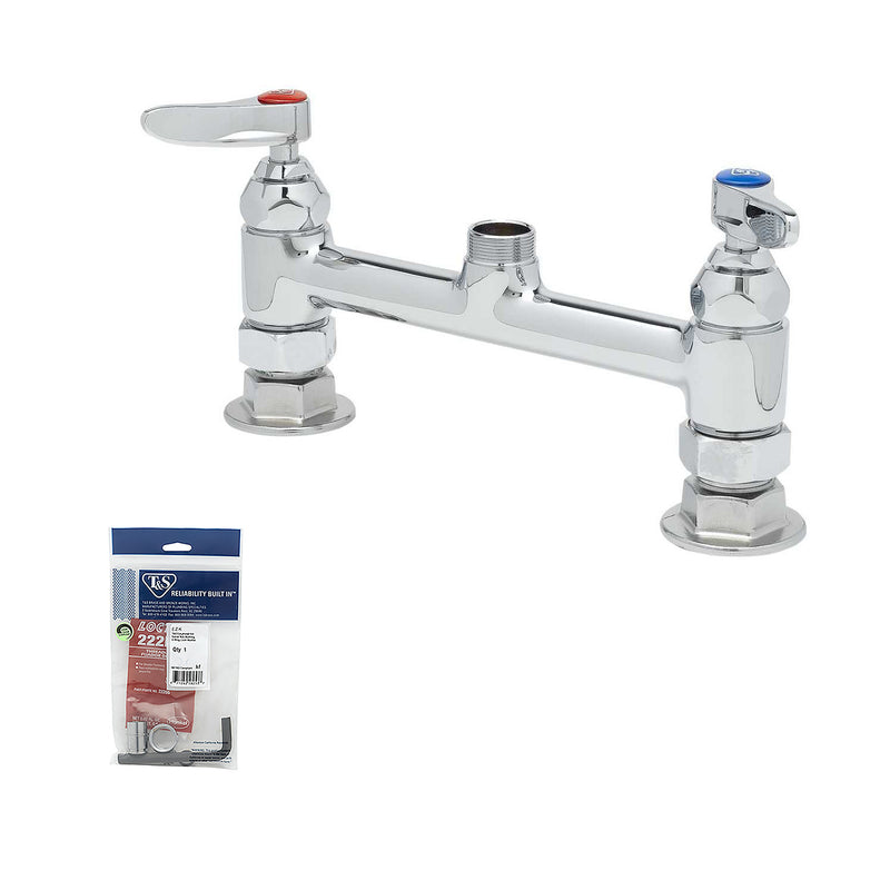 T&S Brass B-0320-LN Deck Mixing Faucet - 8" Centers (Less Nozzle)