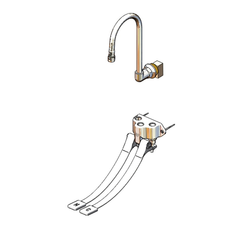T&S Brass B-0504-537K Double Pedal Valve Station - Wall Mount & Gooseneck
