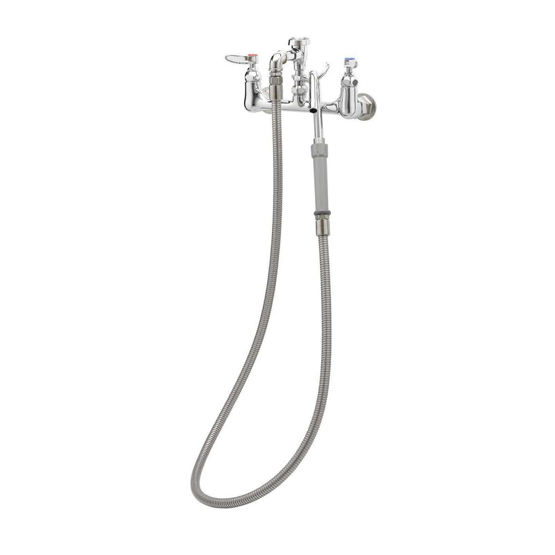 T&S Brass B-0611 Pot Filler - 68" Hose & Hook Nozzle (Splash Mount)