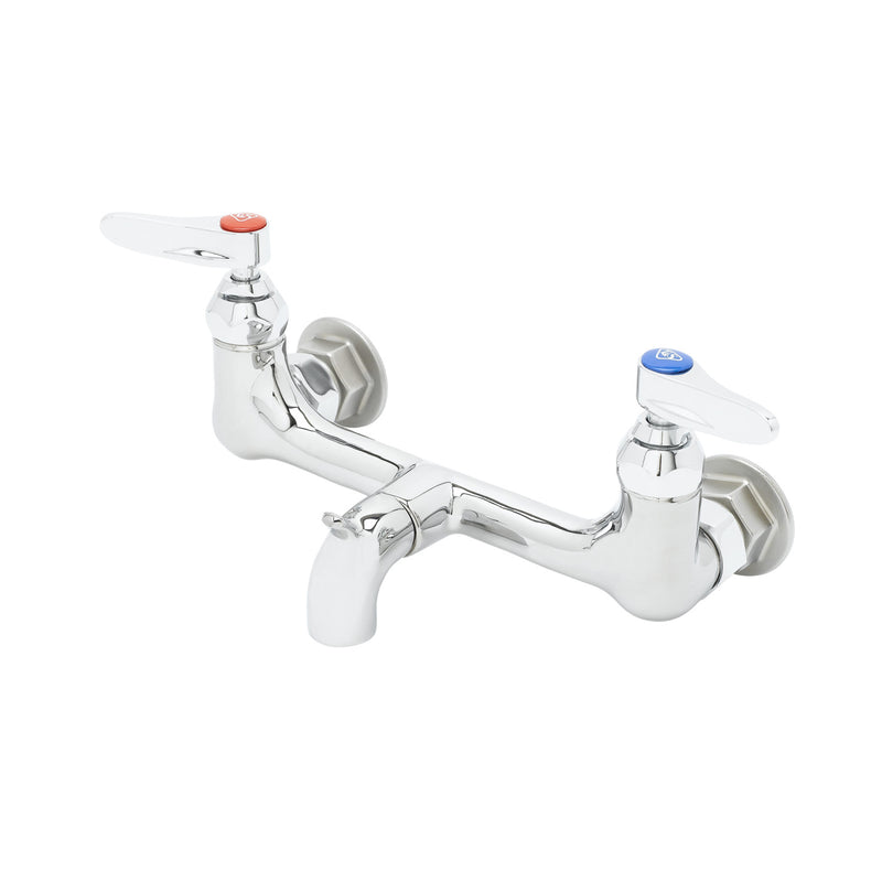 T&S Brass B-0672-POL Service Sink Faucet - 8" Wall Mount & Pail Hook (Polished)