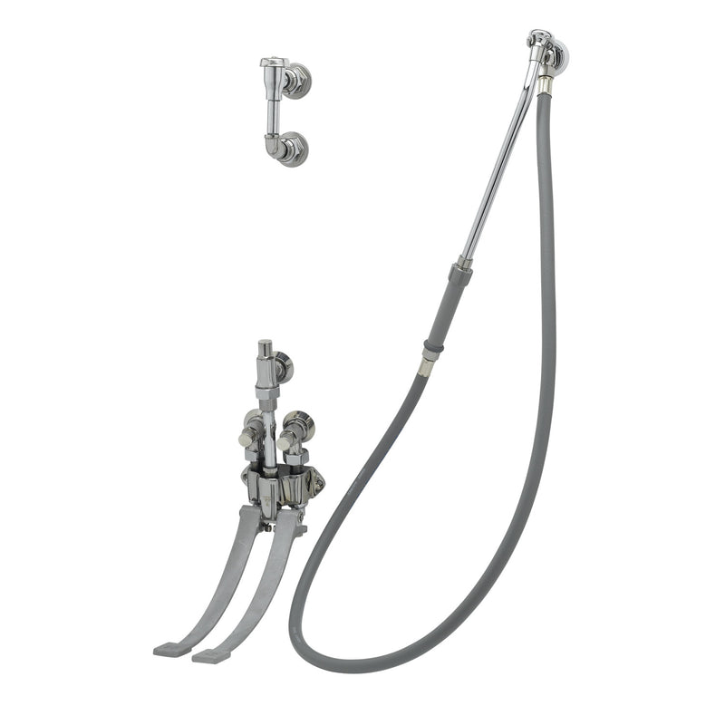 T&S Brass B-0676 Bedpan Washer - Pedal Valve & 5' PVC Hose
