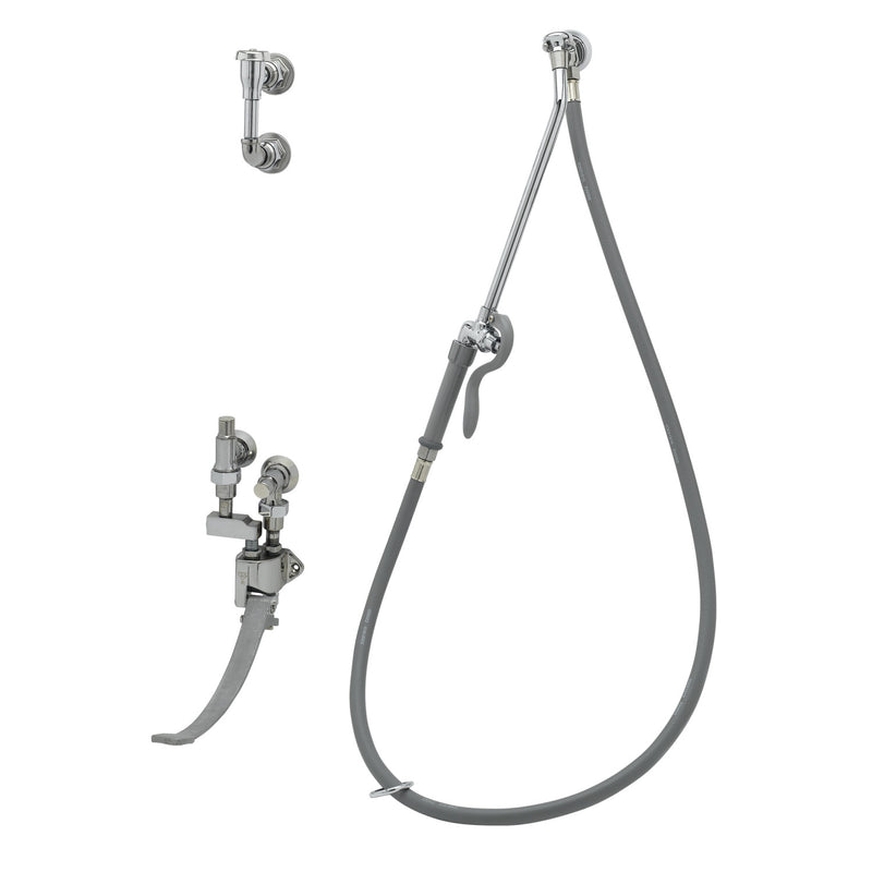 T&S Brass B-0685 Bedpan Washer - Single Pedal Valve & 5' PVC Hose