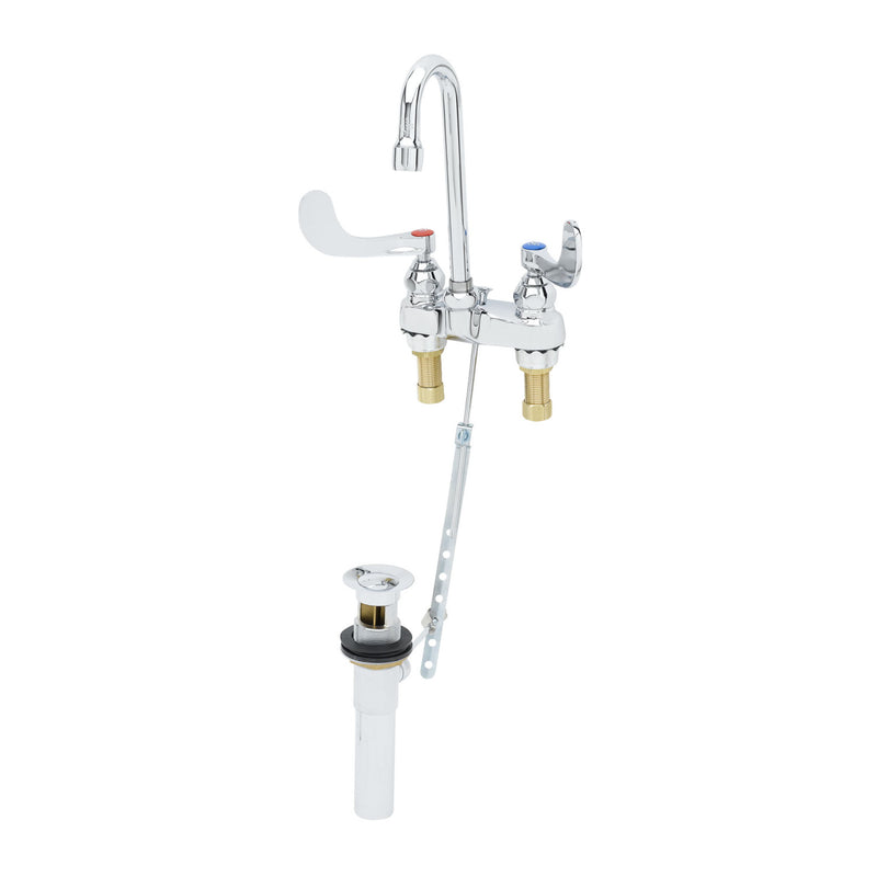 T&S Brass B-0893 Medical Lav Faucet - 4" Wrist Handles & Pop-Up