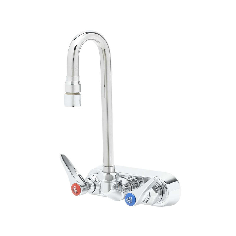 T&S Brass B-1115-132XN5CR Wall Mount Faucet - Ceramas & Swivel Gooseneck