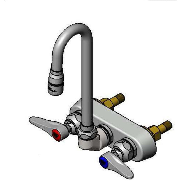 T&S Brass B-1115-132XN5QT Workboard Faucet - 1/4-Turn & Swivel Gooseneck