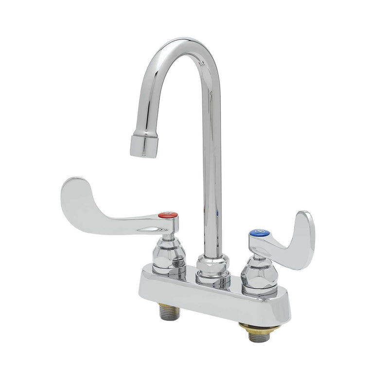 T&S Brass B-1141-02A-WH4 Workboard Faucet - 4-3/8" Gooseneck & 4" Handles