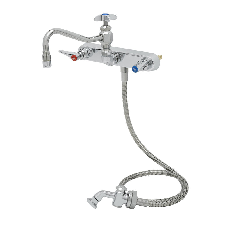 T&S Brass B-1157 Splash Mount Faucet - 8" Swing Nozzle & Sidespray