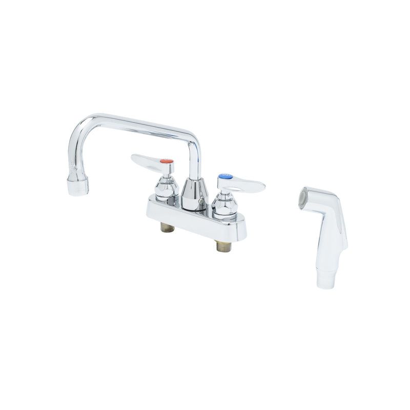 T&S Brass B-1171 Workboard Faucet - 4 Inch Centers 8 Inch Swing Nozzle with Sidespray Diverter