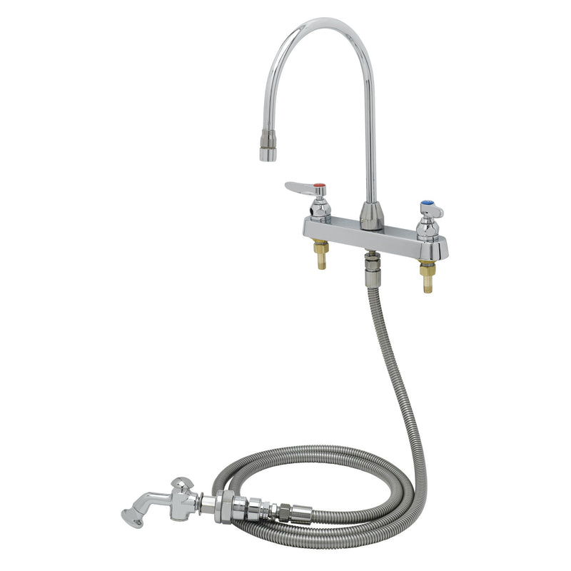 T&S Brass B-1172-T Workboard Faucet - 8" Centers, Gooseneck & Rosespray Sidespray