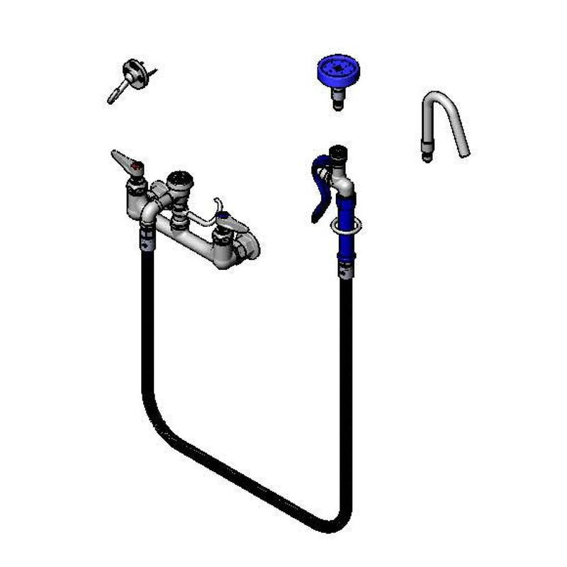 T&S Brass B-2313 Pot Filler Faucet - Quick Disconnect Spray & Wall Hook