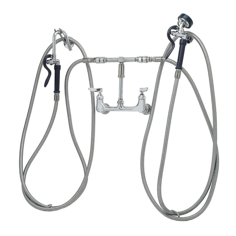 T&S Brass B-2331 Kettle Kaddy Faucet - Dual 144" Hoses & Hook Nozzle