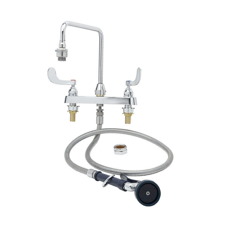 T&S Brass B-2346 Deck Mount Faucet - 10" Gooseneck & Spray Valve