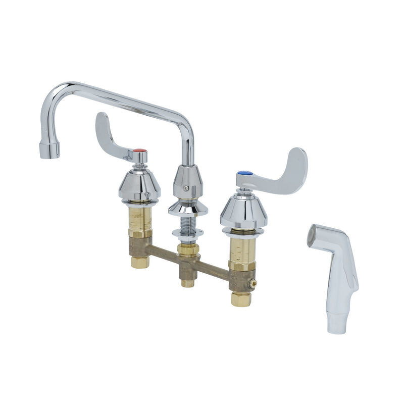 T&S Brass B-2347-02-WH4CR Widespread Faucet - 8" Swing Nozzle & Cerama Cartridges