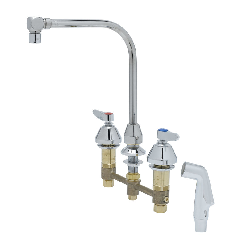 T&S Brass B-2347-06 Widespread Faucet - High-Arc Gooseneck & Sidespray