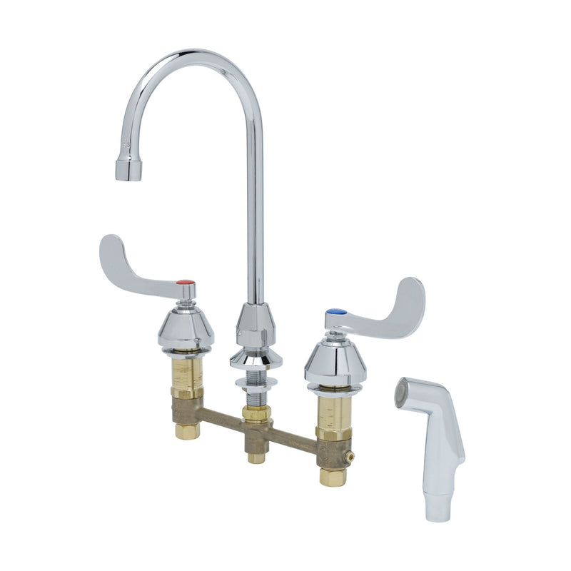 T&S Brass B-2347-08 Widespread Faucet - 133X Gooseneck & Sidespray