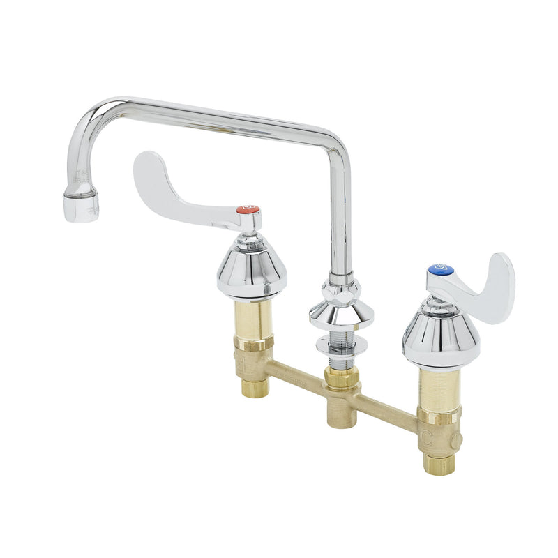 T&S Brass B-2347-09-WH4 Widespread Faucet - 9-1/2" Swing Nozzle & Wrist Handles
