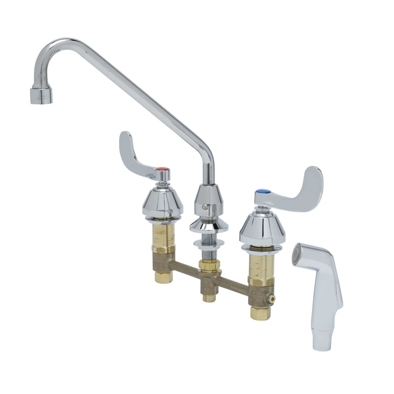 T&S Brass B-2366 Widespread Faucet - 9" Swing Nozzle & Sidespray