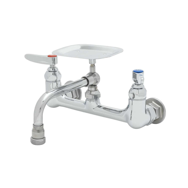 T&S Brass B-2489 Double Pantry Faucet - 8" Wall Mount w/ Soap Dish Spout