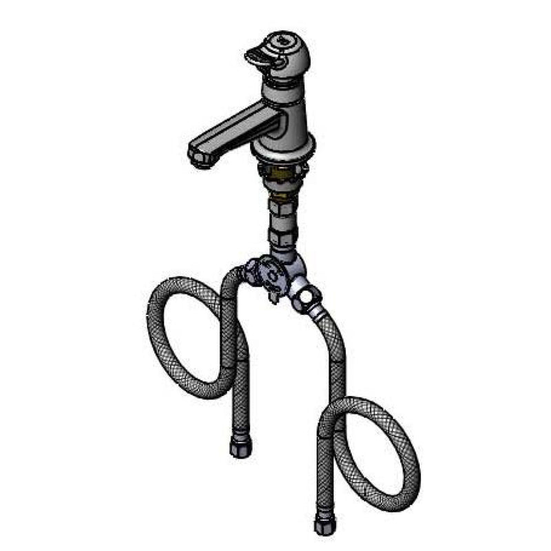 T&S Brass B-2490-PA Basin Faucet - Pivot Action Metering & Flex Hoses
