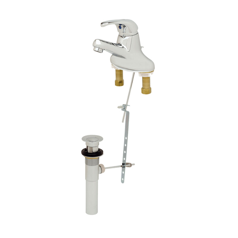 T&S Brass B-2710 Centerset Single Lever Faucet - 4" Centers & Pop-Up Drain