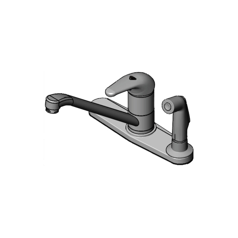 T&S Brass B-2730-3H Single Lever Faucet - 3-Hole Mount & 4' Sidespray