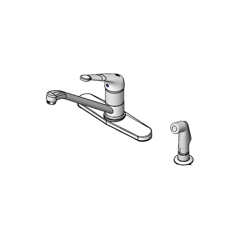 T&S Brass B-2730-LH Single Lever Faucet - 6" Extended Handle & Sidespray