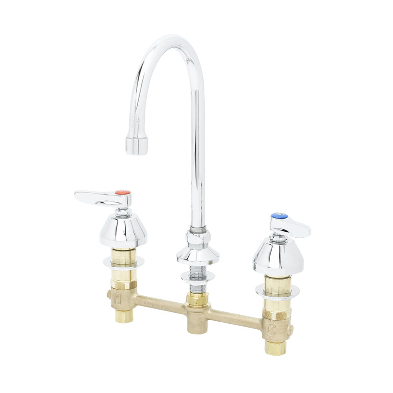 T&S Brass B-2850 Widespread Faucet - 8" Centers & Swivel/Rigid Gooseneck