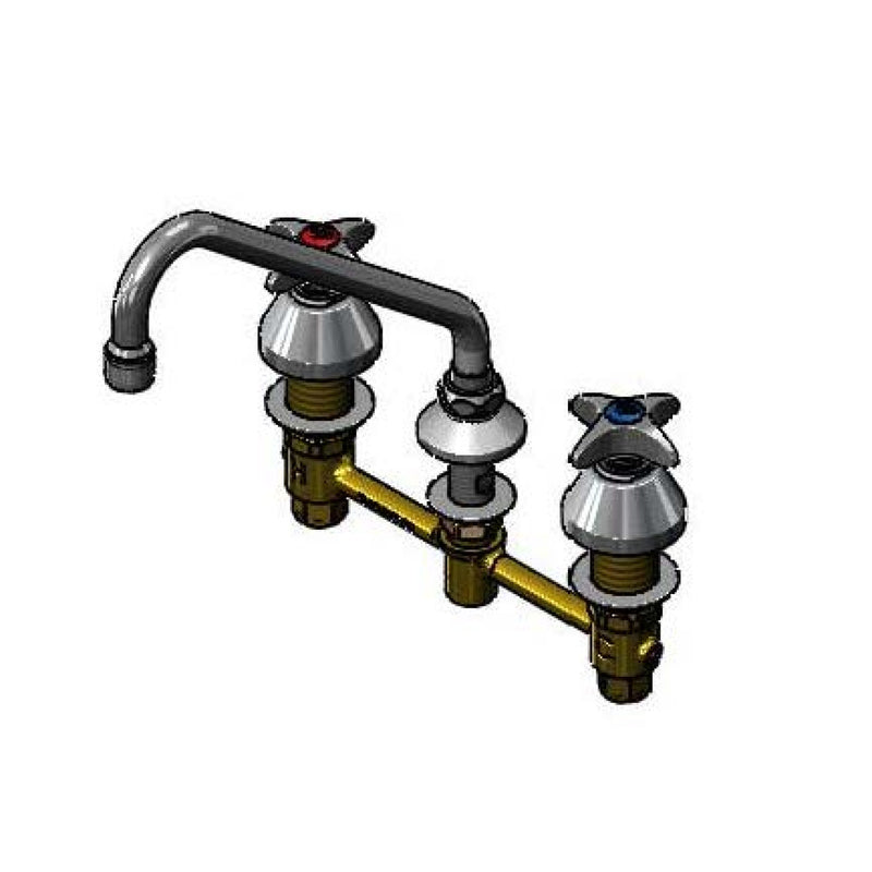T&S Brass B-2856 Widespread Faucet - 9" Swing Nozzle & Four-Arm Handles