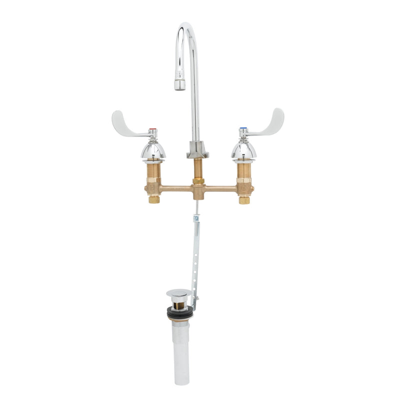 T&S Brass B-2869-04 Widespread Faucet - Swivel/Rigid Gooseneck & Pop-Up