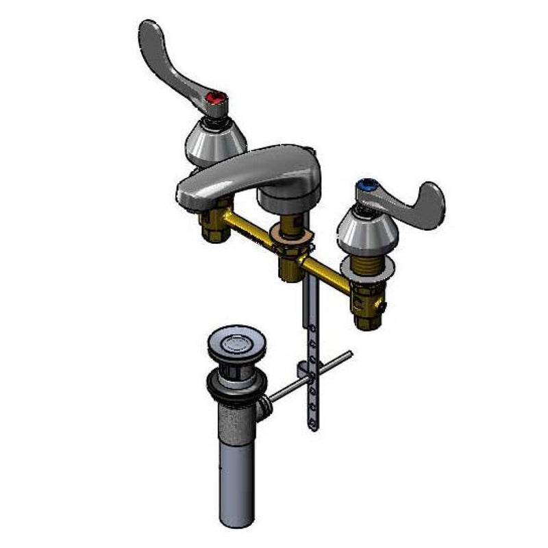 T&S Brass B-2990-PWH4 Widespread Faucet - Wrist Handles & Pop-Up Drain