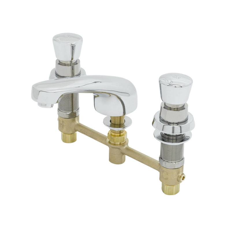 T&S Brass B-2991 Metering Widespread Faucet - 8" Centers & Push Button