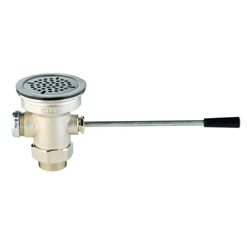T&S Brass B-3970 Lever Waste Valve - 3-1/2" Opening w/ 1-1/2" NPT Adapter