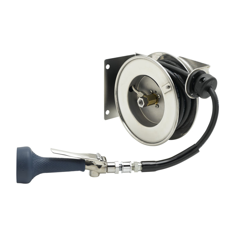 T&S Brass B-7102-08H Open SS Hose Reel - 3/8" x 12' w/ B-0108-H High Flow