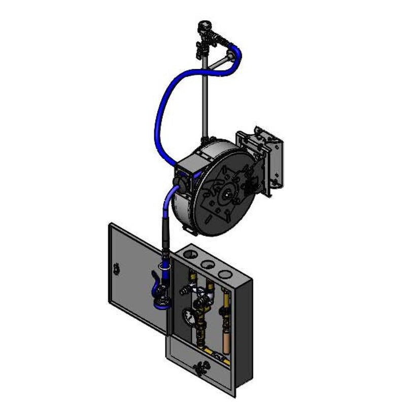 T&S Brass B-7122-C01WS5 Enclosed SS Reel Cabinet System - 30' Hose & EasyInstall