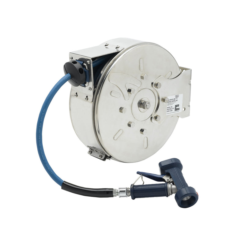 T&S Brass B-7122-C02 Enclosed SS Hose Reel - 30' Hose w/ Rear Trigger Gun