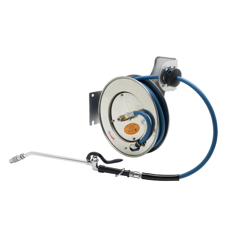 T&S Brass B-7132-10 Open SS Hose Reel - 3/8" x 35' w/ Extended Spray Wand